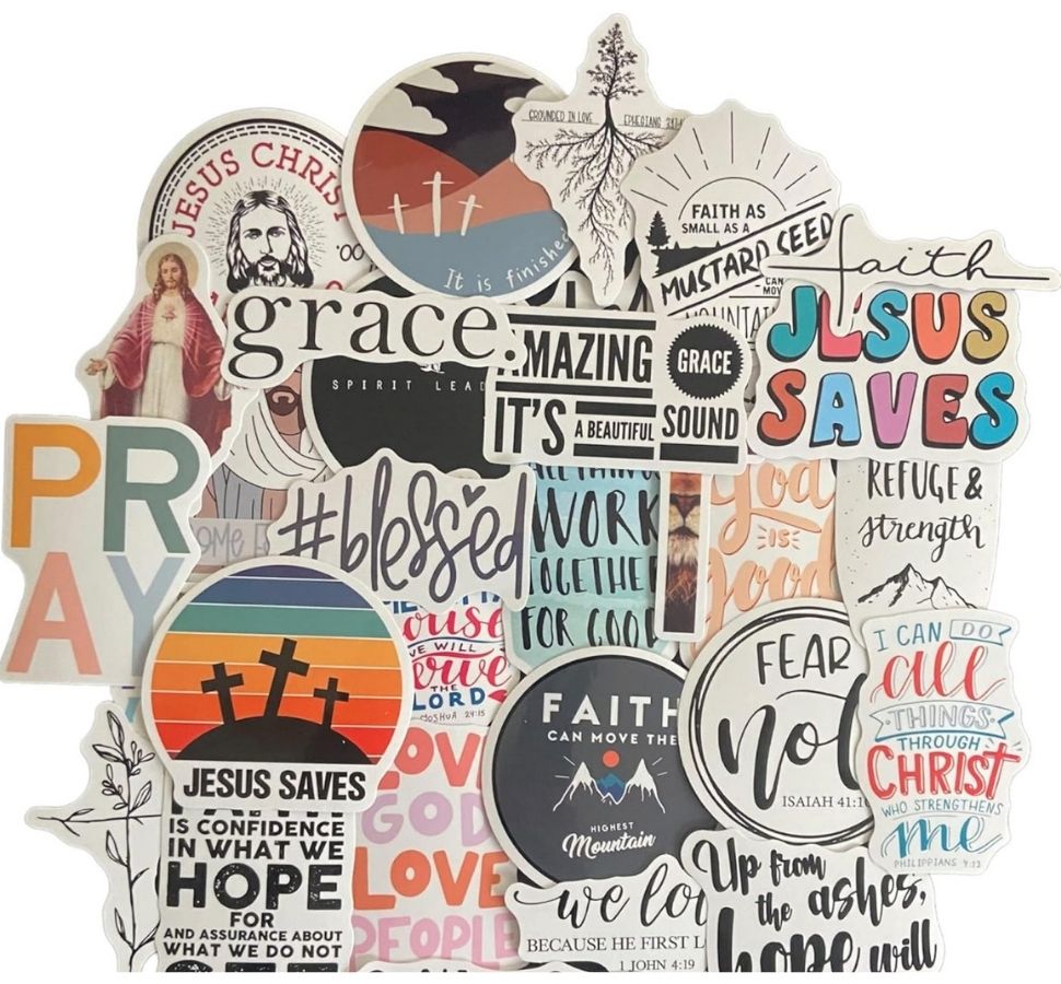 100pcs Faith Inspired Jesus & Bible Verse Sticker Pack
